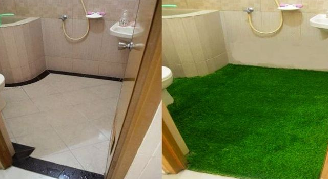 Thảm trải sàn nhà tắm bằng nhựa giả cỏ